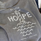 Endless HOPE reflekstryk på hoodie hjemhavn og safe and shine samarbejde
