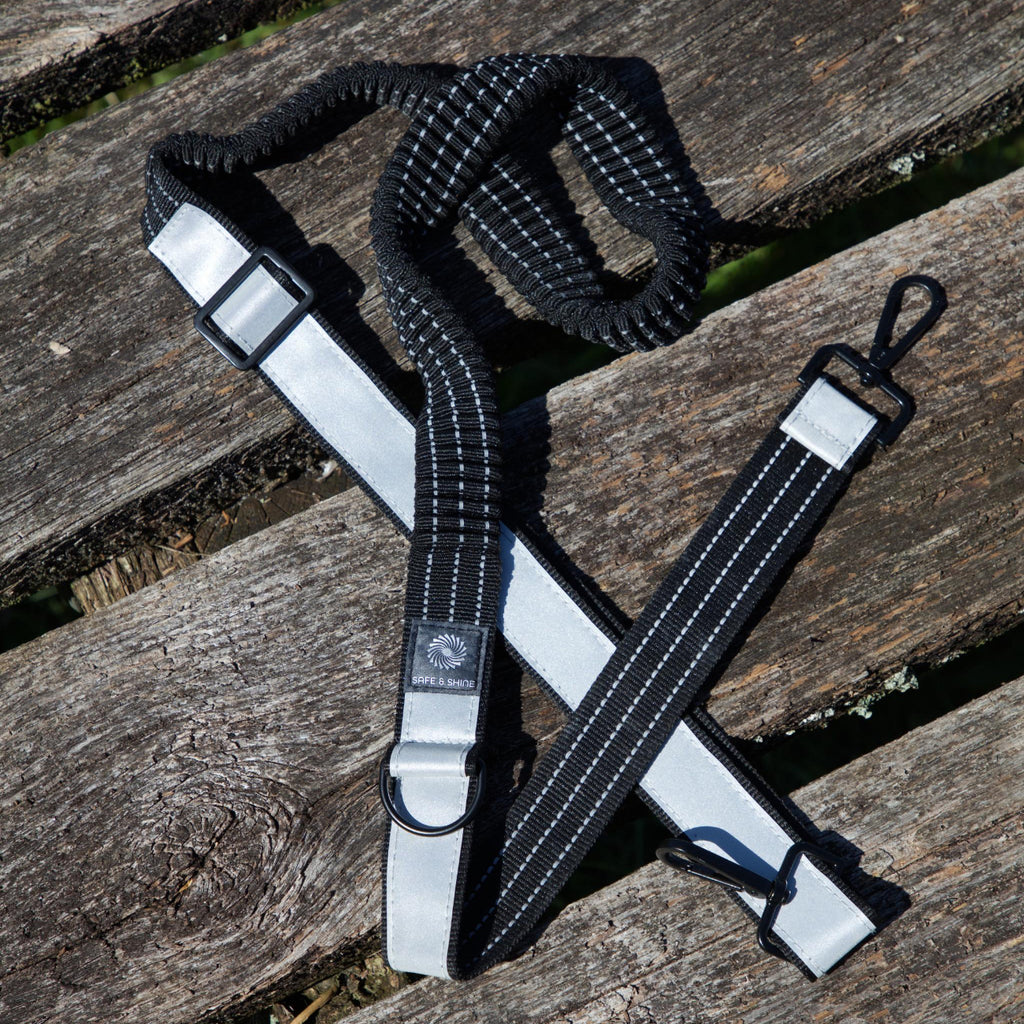 Refleks strap fra Safe & Shine med elastisk design og justerbare refleksdetaljer