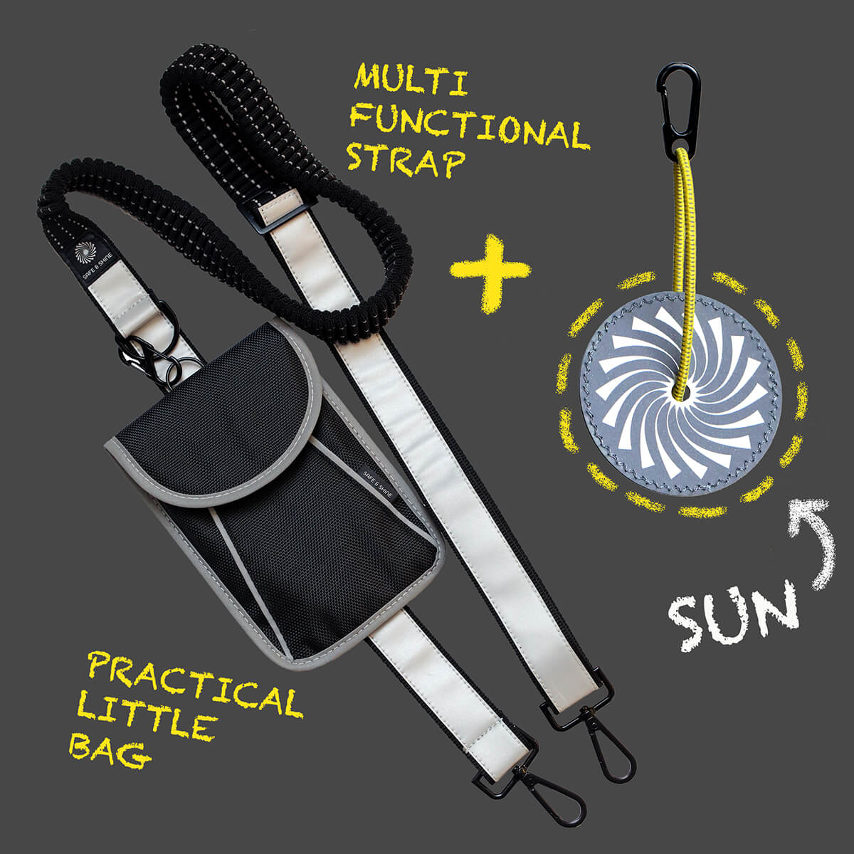 refleks tilbehør sæt med taske strap og vedhæng til hverdagsbrug